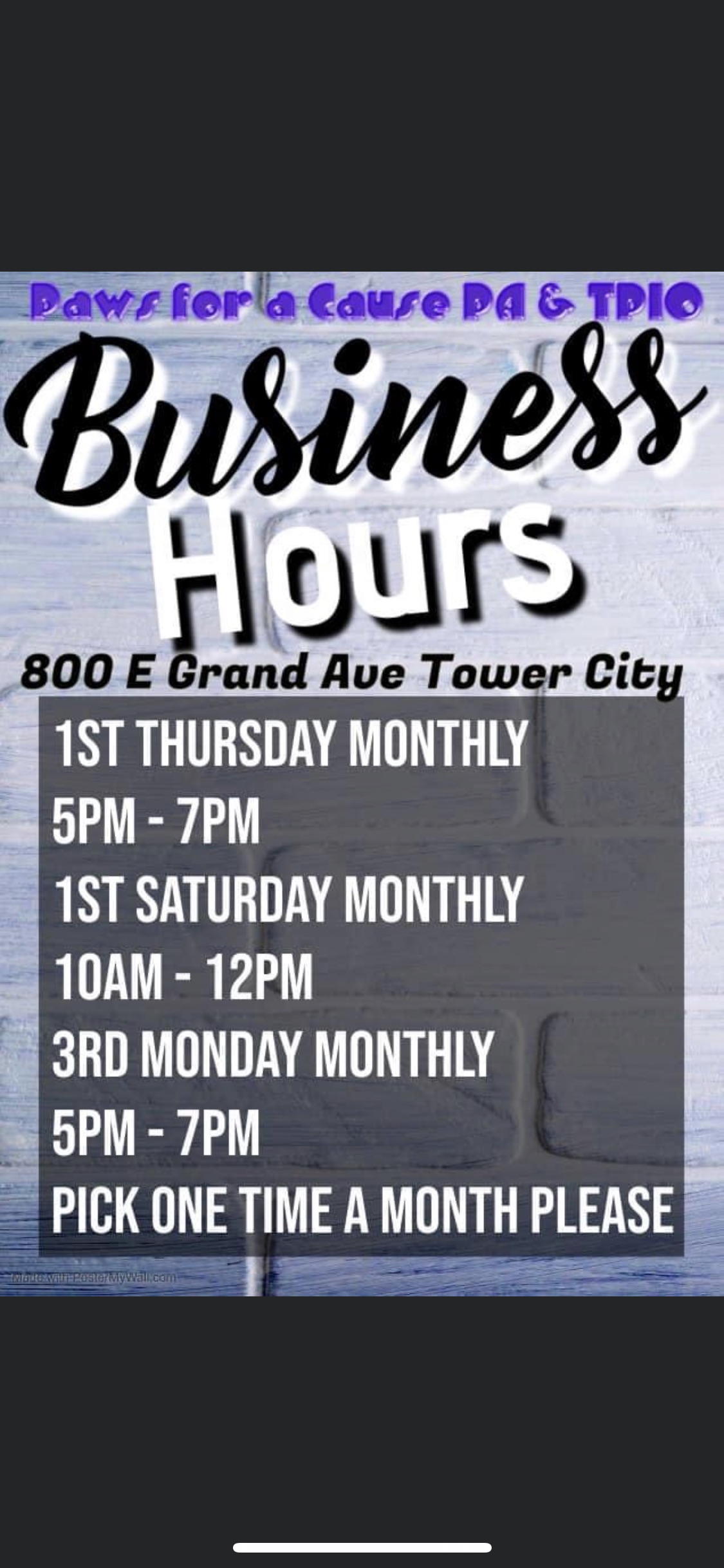 Pantry Hours Paws For A Cause PA